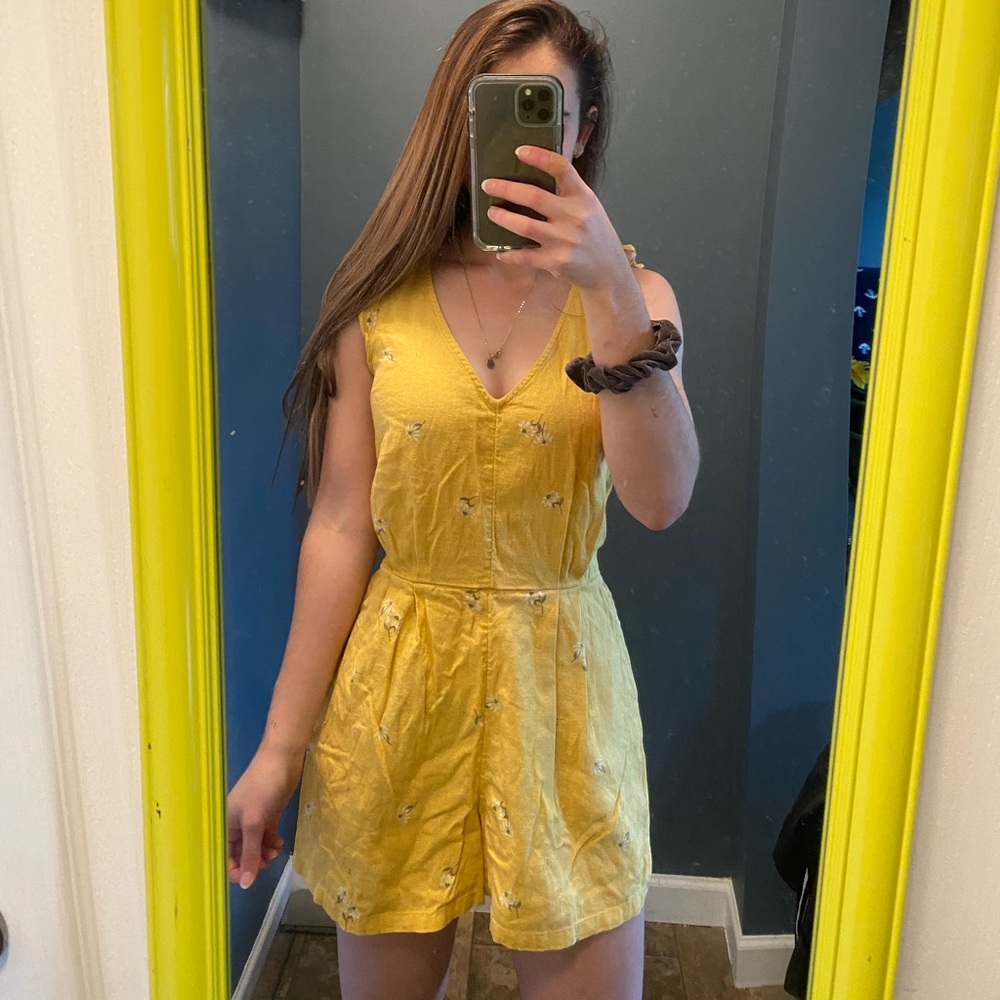 Yellow flower romper